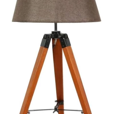 Stolní lampa trojnožka LUGANO - 1xE27, 60W, přírodní dřevo / hnědá