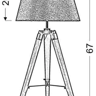Stolní lampa trojnožka LUGANO - 1xE27, 60W, přírodní dřevo / hnědá