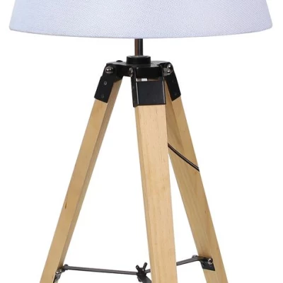 Stolní lampa trojnožka LUGANO - 1xE27, 60W, přírodní dřevo / bílá