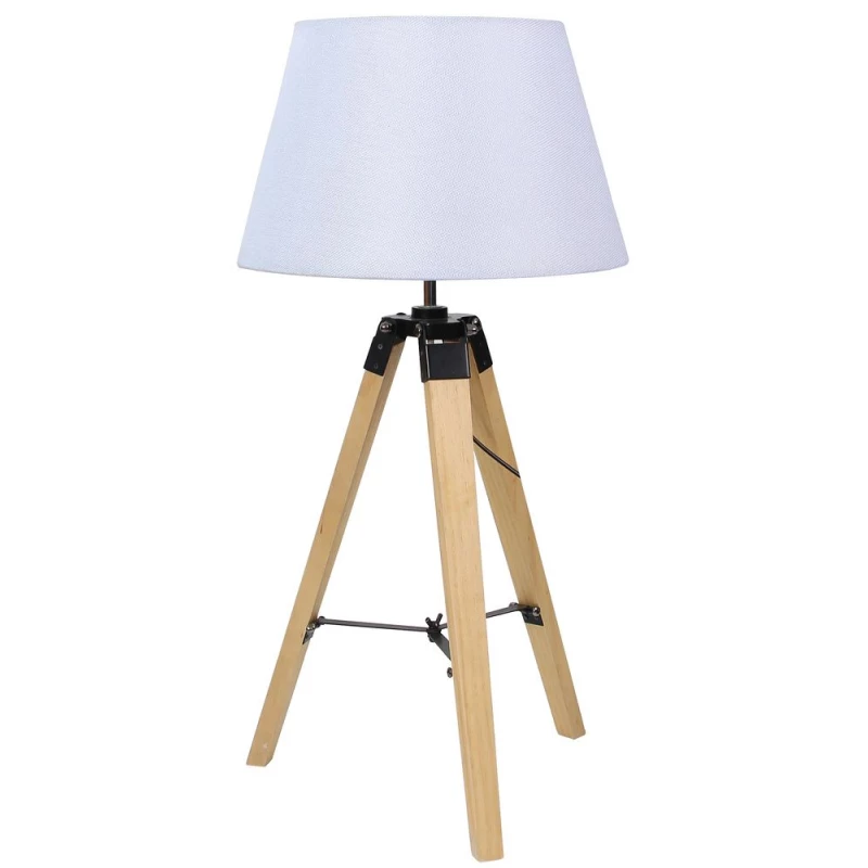 Stolní lampa trojnožka LUGANO - 1xE27, 60W, přírodní dřevo / bílá