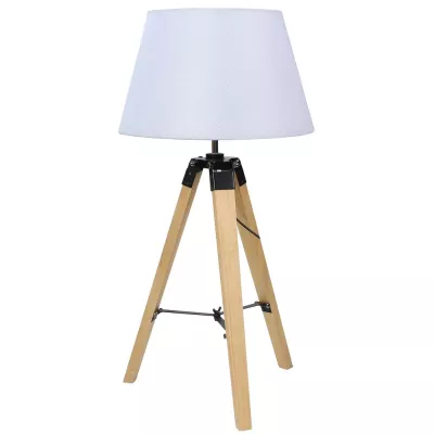 Stolní lampa trojnožka LUGANO - 1xE27, 60W, přírodní dřevo / bílá