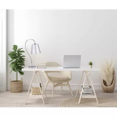 Stolní moderní lampička LUK - 1xE14, 40W, chromovaná / šedostříbrná