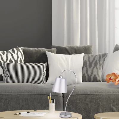 Stolní moderní lampička LUK - 1xE14, 40W, chromovaná / šedostříbrná