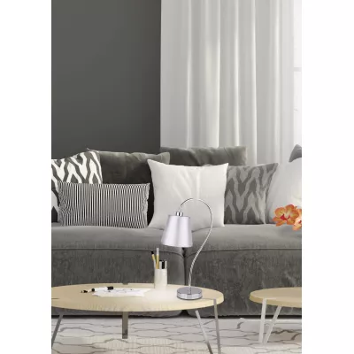 Stolní moderní lampička LUK - 1xE14, 40W, chromovaná / šedostříbrná