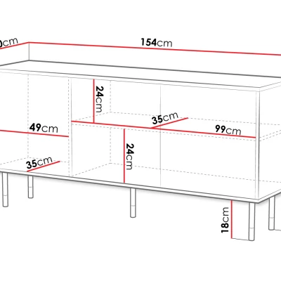 VÝPRODEJ - Široká komoda s dvířky do obýváku SACUL 1 - černá / zlatá