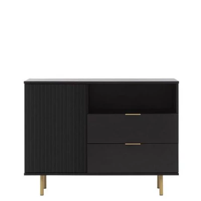VÝPRODEJ - Kombinovaná komoda do obývacího pokoje IREDELL - zlatá / matná černá