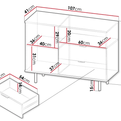 VÝPRODEJ - Kombinovaná komoda do obývacího pokoje IREDELL - zlatá / matná černá