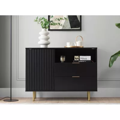 VÝPRODEJ - Kombinovaná komoda do obývacího pokoje IREDELL - zlatá / matná černá