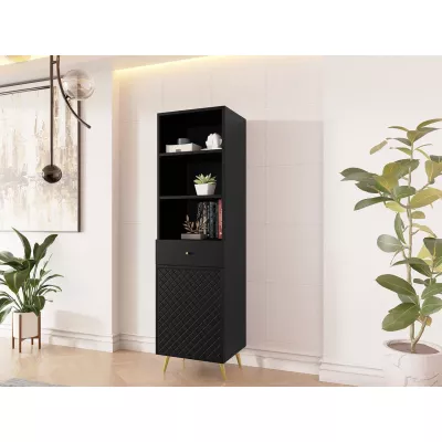 VÝPRODEJ - Úzký regál PINELAND - černý