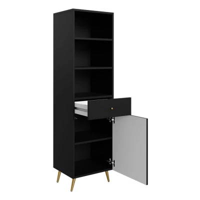 VÝPRODEJ - Úzký regál PINELAND - černý