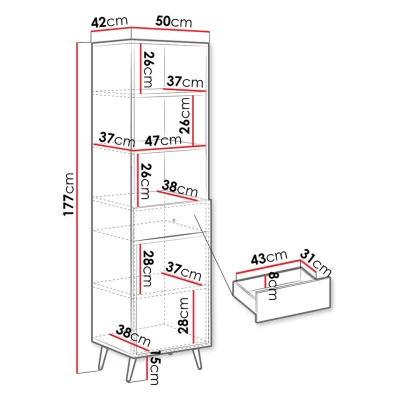VÝPRODEJ - Úzký regál PINELAND - černý