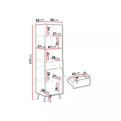 VÝPRODEJ - Úzký regál PINELAND - černý