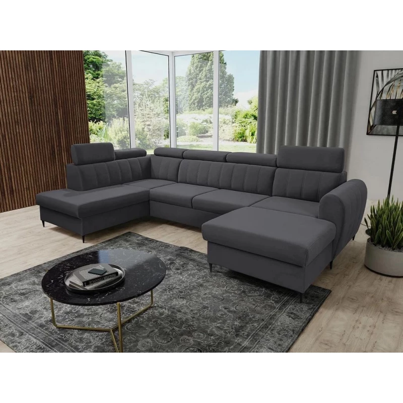 VÝPRODEJ - Sedačka na každodenní spaní do U LAKEWAY XL - šedá, pravý roh