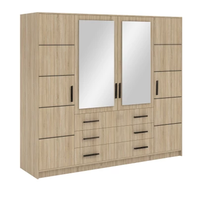 VÝPRODEJ - Čtyřdveřová skříň 240 AGNESA se zrcadly - dub sonoma