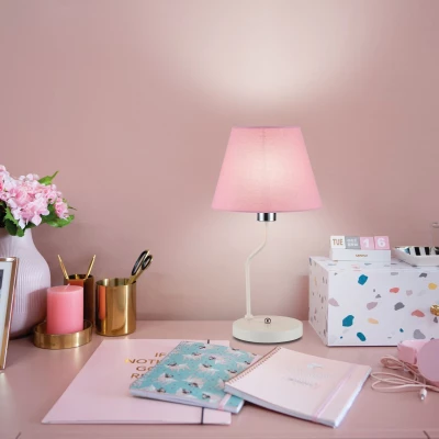 Stolní moderní lampa LUMINOR - 1xE14, 60W, růžová / bílá
