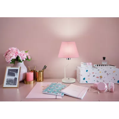 Stolní moderní lampa LUMINOR - 1xE14, 60W, růžová / bílá