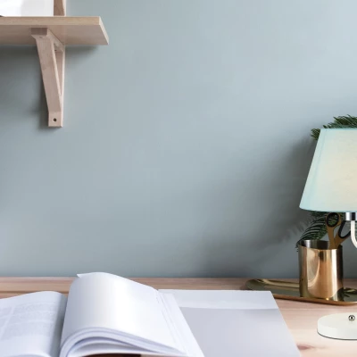 Stolní moderní lampa LUMINOR - 1xE14, 60W, modrá / bílá