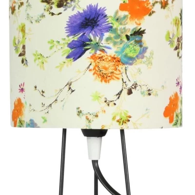 Moderní stolní textilní lampa MICRA - 1xE14, 40W, černá / různobarevná