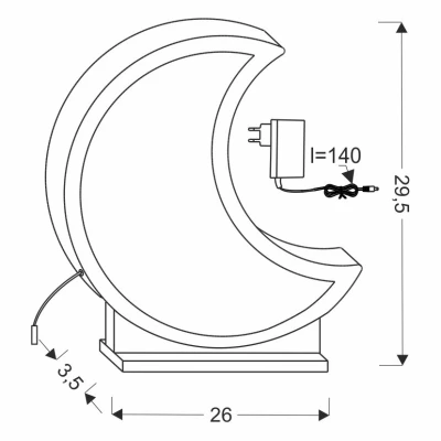 LED dětská stolní lampa MOON - 12W, 3000K (teplá bílá), šedá