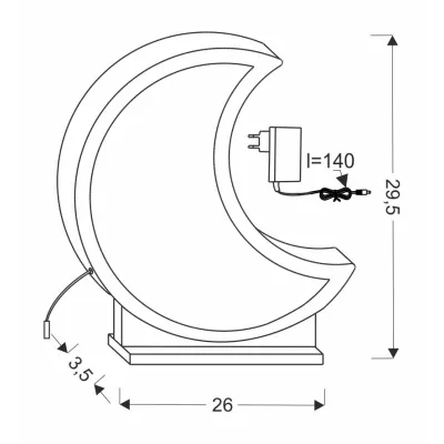 LED dětská stolní lampa MOON - 12W, 3000K (teplá bílá), šedá