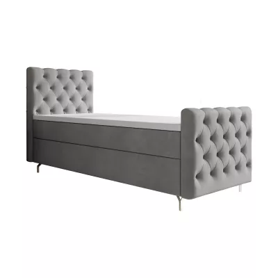 VÝPRODEJ - Čalouněná postel 90x200 ADRIA PLUS s úložným prostorem - levá, světle šedá