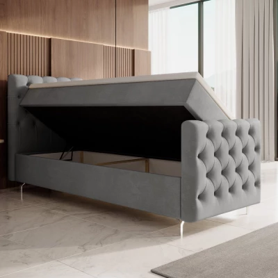 VÝPRODEJ - Čalouněná postel 90x200 ADRIA PLUS s úložným prostorem - levá, světle šedá