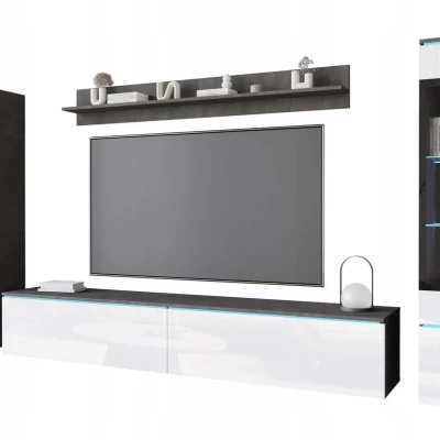 VÝPRODEJ - Obývací stěna HERMINA 2 - matera / bílá lesk