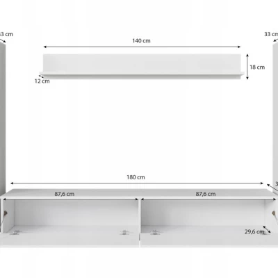 VÝPRODEJ - Obývací stěna HERMINA 2 - matera / bílá lesk