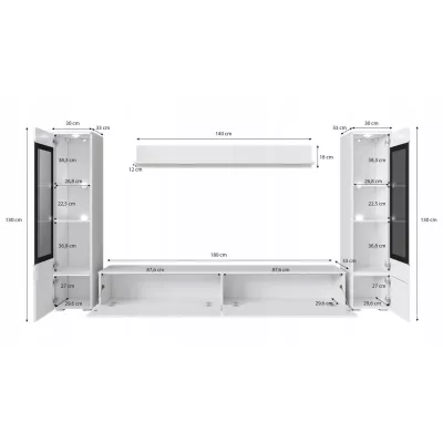 VÝPRODEJ - Obývací stěna HERMINA 2 - matera / bílá lesk