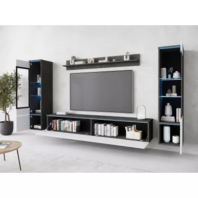 VÝPRODEJ - Obývací stěna HERMINA 2 - matera / bílá lesk