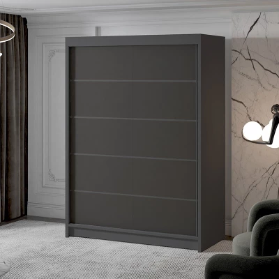 VÝPRODEJ - Dvoudveřová šatní skříň NICA - šířka 150 cm, černá