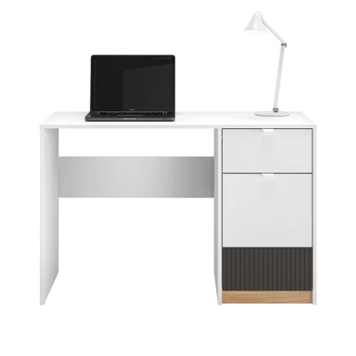 VÝPRODEJ - Psací stůl ARANA - bílý / dub castello / grafitový