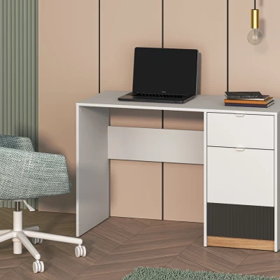 VÝPRODEJ - Psací stůl ARANA - bílý / dub castello / grafitový