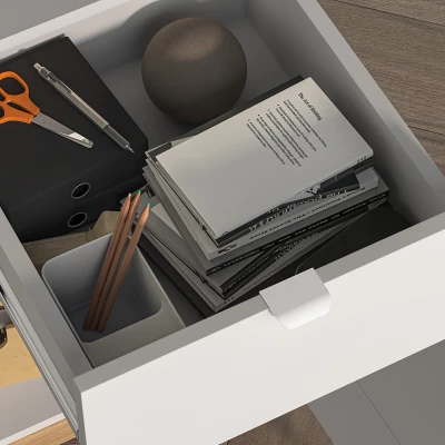 VÝPRODEJ - Psací stůl ARANA - bílý / dub castello / grafitový