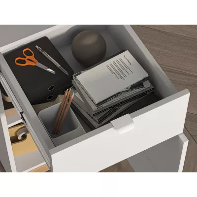 VÝPRODEJ - Psací stůl ARANA - bílý / dub castello / grafitový