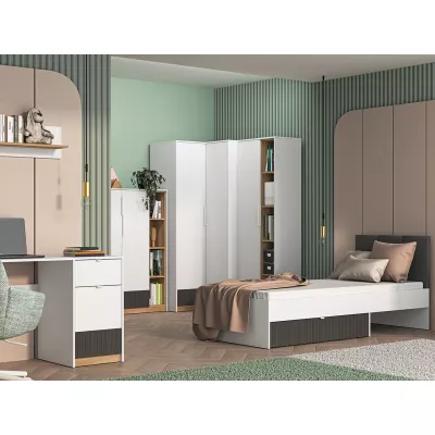 VÝPRODEJ - Psací stůl ARANA - bílý / dub castello / grafitový