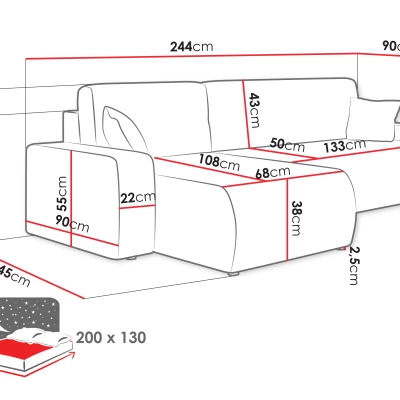 VÝPRODEJ - Rohová sedačka na každodenní spaní CLEBURNE - tmavá šedá