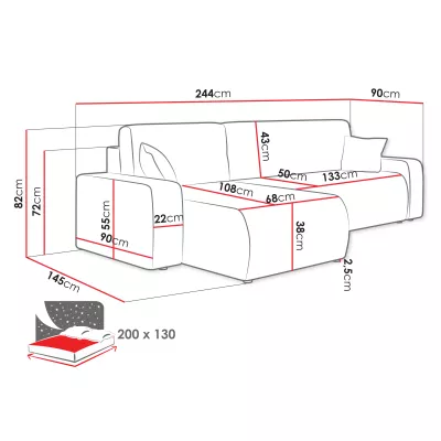 VÝPRODEJ - Rohová sedačka na každodenní spaní CLEBURNE - tmavá šedá