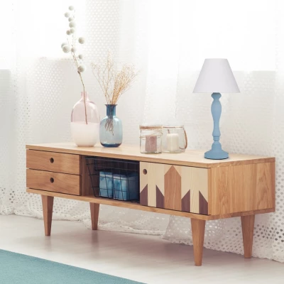 Moderní stolní lampa PASTELLIO - 1xE14, 40W, modrá / bílá