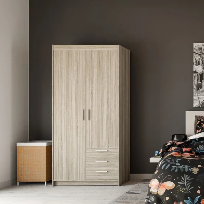 VÝPRODEJ - Dvoudveřová skříň 90 PILINA se šuplíky - dub sonoma