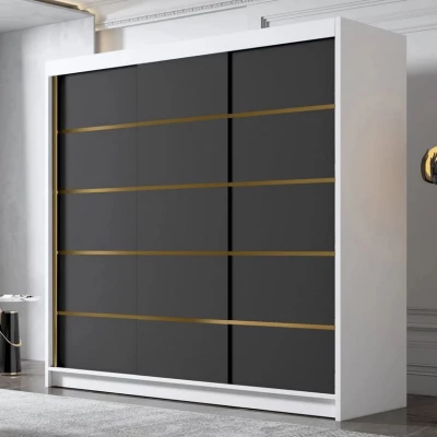 VÝPRODEJ - Šatní skříň 200 cm s posuvnými dveřmi TIOGA - bílá / černá