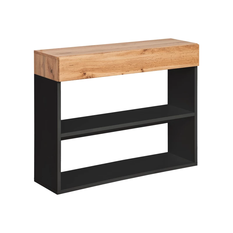 VÝPRODEJ - Policový regál se šuplíkem IRA - dub wotan / černý