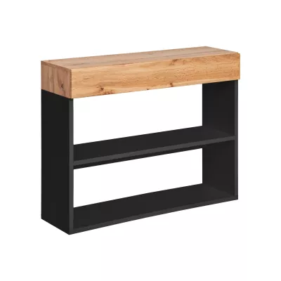 VÝPRODEJ - Policový regál se šuplíkem IRA - dub wotan / černý