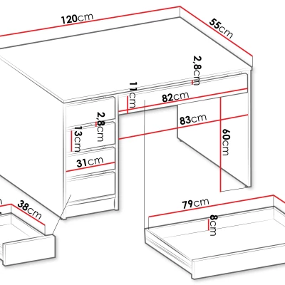 Univerzální stolek CONALL - bílý