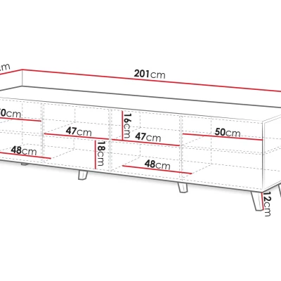 Stylový televizní stolek HAER 2 - dub wotan / černý