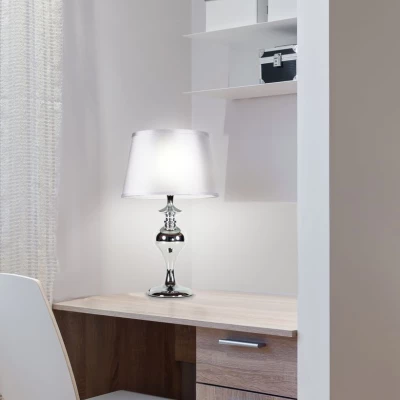 Moderní stolní lampa PRIMA - 1xE27, 60W, chromovaná / stříbrná