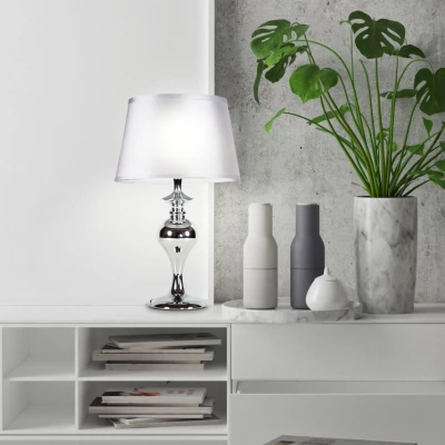 Moderní stolní lampa PRIMA - 1xE27, 60W, chromovaná / stříbrná