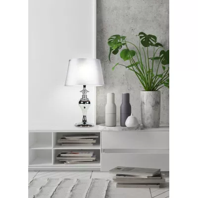 Moderní stolní lampa PRIMA - 1xE27, 60W, chromovaná / stříbrná