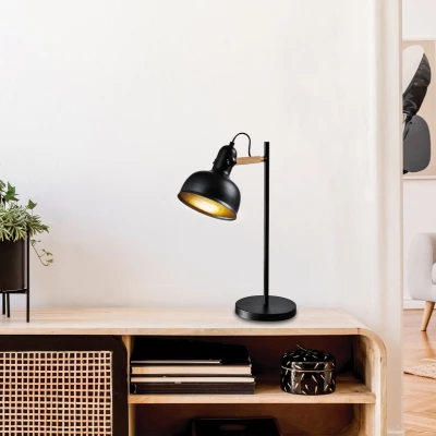 Stolní lampa RENO - 1xE27, 40W, černá / hnědá