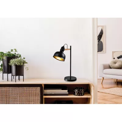 Stolní lampa RENO - 1xE27, 40W, černá / hnědá